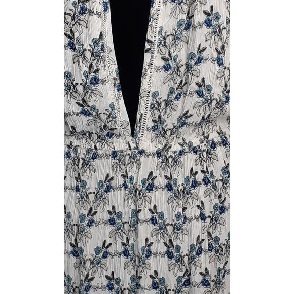 $118 NEW AQUA Floral Maxi Dress MED Boho Romantic Cottagecore Gauze White Blue - Picture 7 of 11